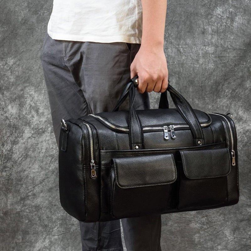 Woosir Black Leather Duffle Bag Mens