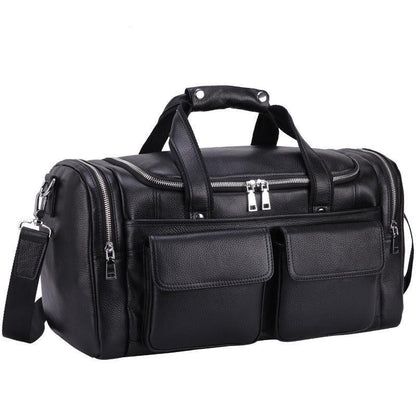 Woosir Black Leather Duffle Bag Mens