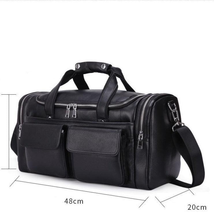 Woosir Black Leather Duffle Bag Mens