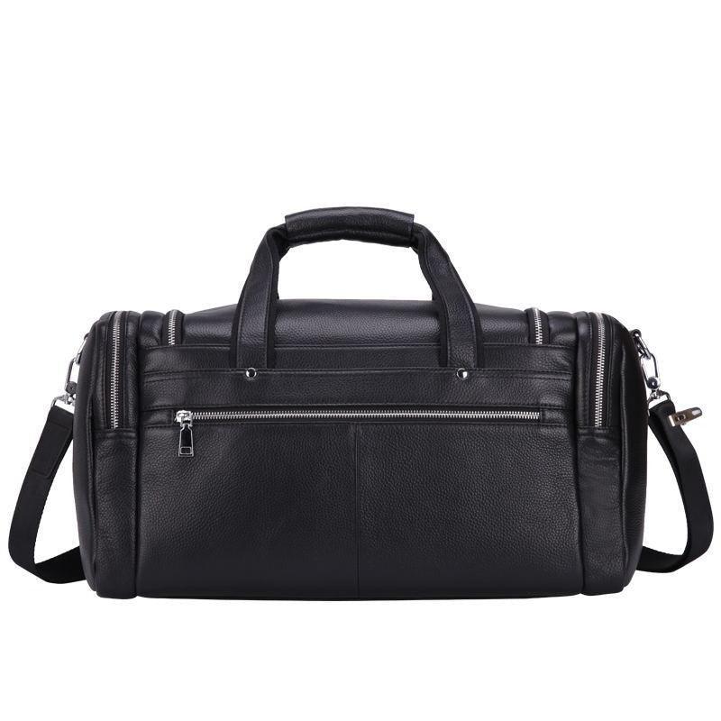 Woosir Black Leather Duffle Bag Mens