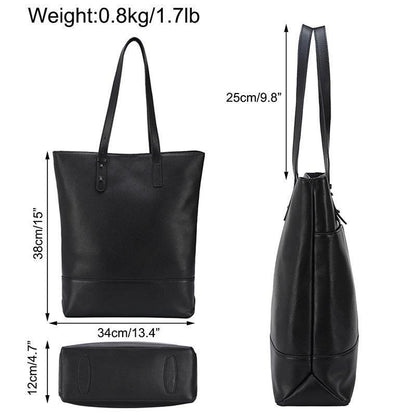 Woosir Black Leather Tote Bag for Women