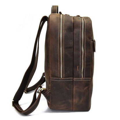 Woosir Brown Leather Backpack Vintage Laptop Rucksack