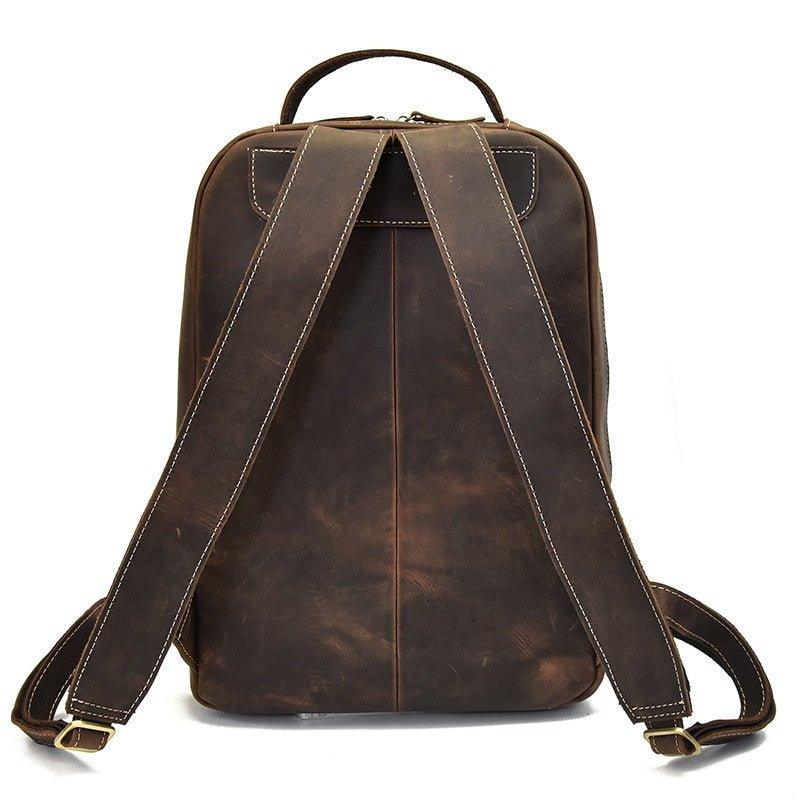 Woosir Brown Leather Backpack Vintage Laptop Rucksack