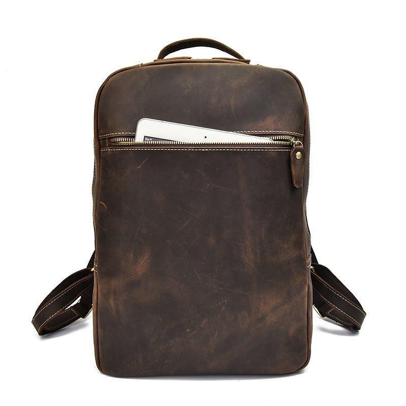 Woosir Brown Leather Backpack Vintage Laptop Rucksack