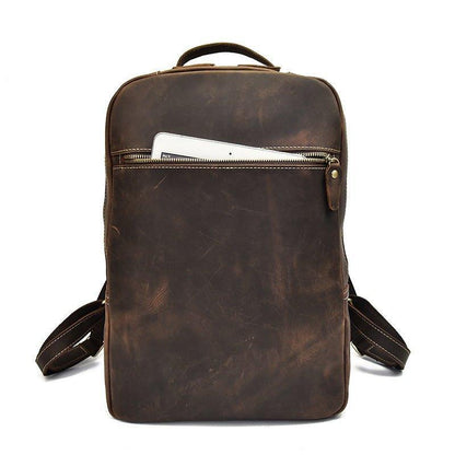 Woosir Brown Leather Backpack Vintage Laptop Rucksack