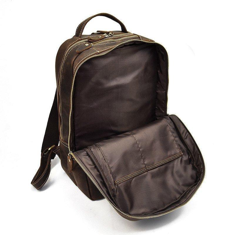 Woosir Brown Leather Backpack Vintage Laptop Rucksack