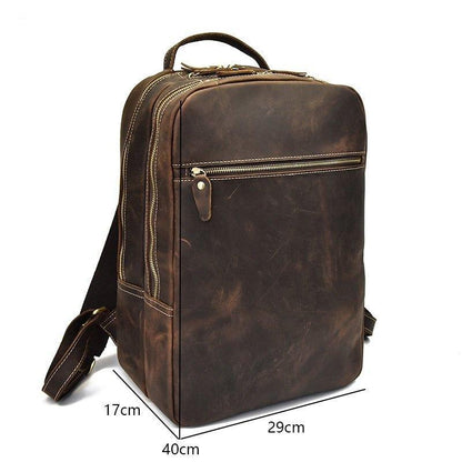 Woosir Brown Leather Backpack Vintage Laptop Rucksack