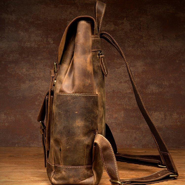 Woosir Brown Leather Backpack with Laptop Sleeve