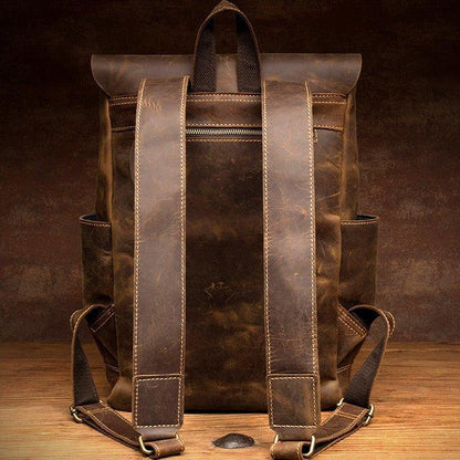 Woosir Brown Leather Backpack with Laptop Sleeve