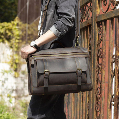 Woosir Brown Leather Computer Bag