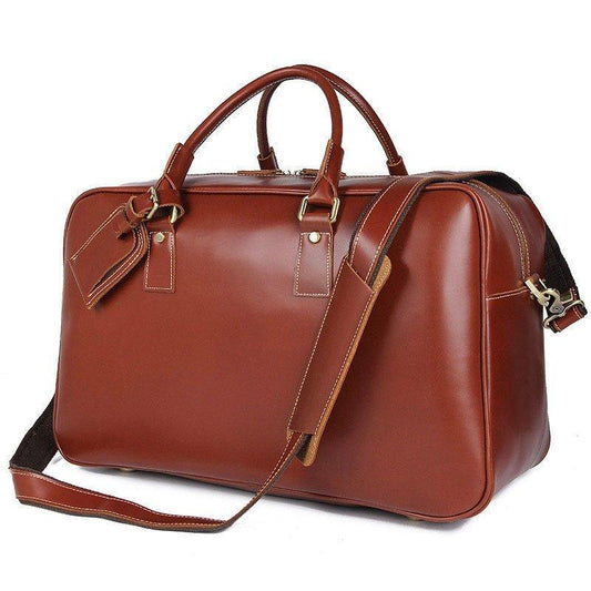 Woosir Brown Red Leather Weekend Bag Women Men