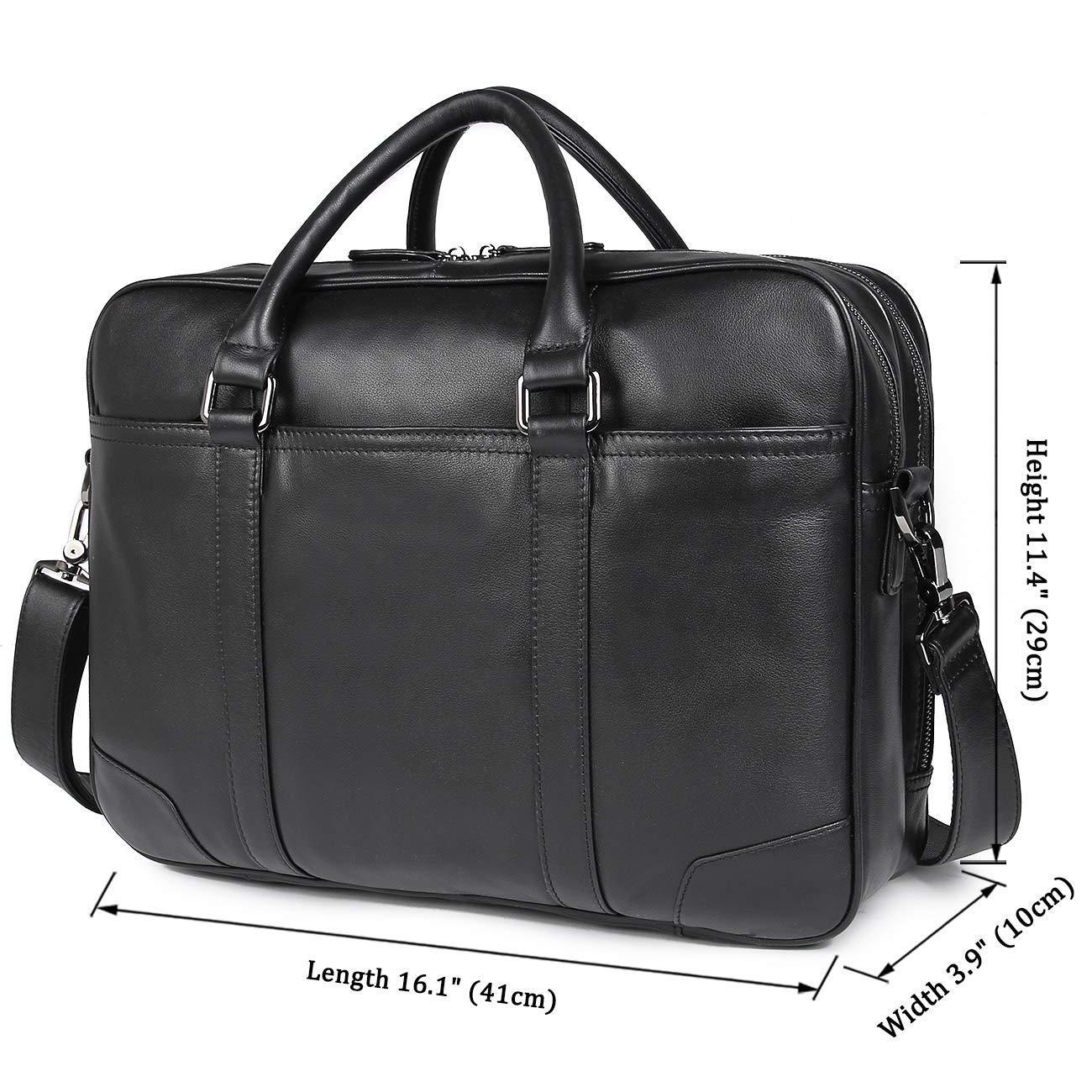 Woosir Business Bag Mens Laptop Briefcase Leather 15.6"