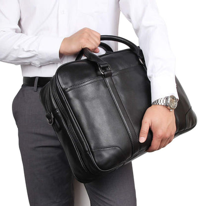 Woosir Business Bag Mens Laptop Briefcase Leather 15.6"