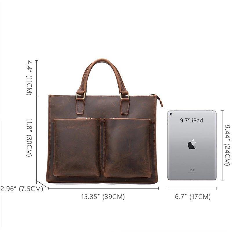 Woosir Leather Briefcase for Men With 2 Front Pockets