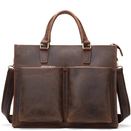 Woosir Leather Briefcase for Men With 2 Front Pockets