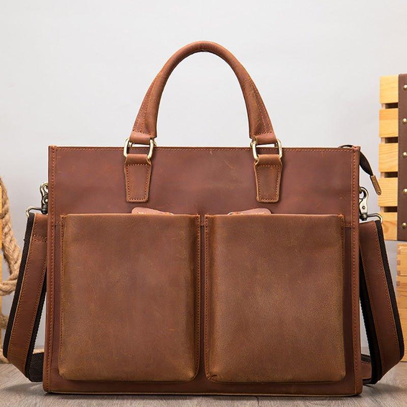 Woosir Leather Briefcase for Men With 2 Front Pockets