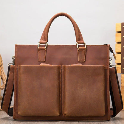 Woosir Leather Briefcase for Men With 2 Front Pockets