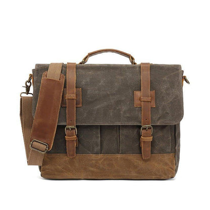 Woosir Canvas Business Briefcase Waxed with Pockets