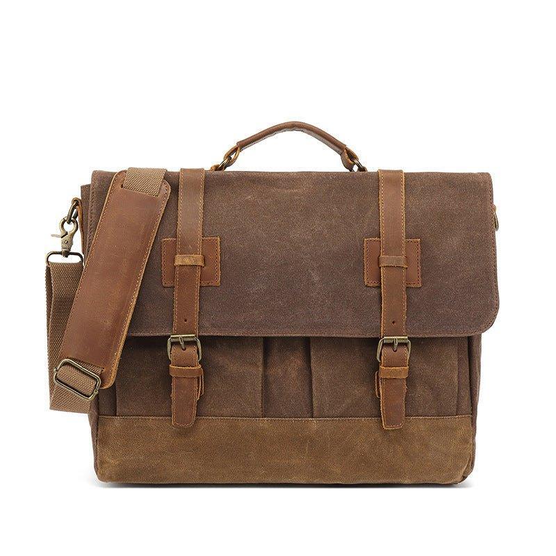 Woosir Canvas Business Briefcase Waxed with Pockets