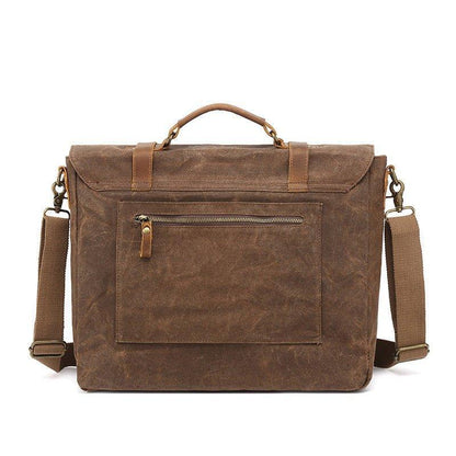 Woosir Canvas Business Briefcase Waxed with Pockets