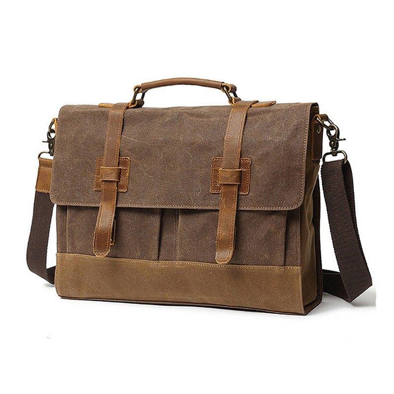 Woosir Canvas Business Briefcase Waxed with Pockets