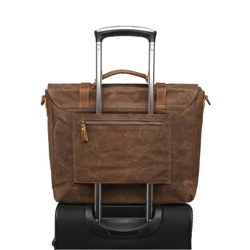 Woosir Canvas Business Briefcase Waxed with Pockets