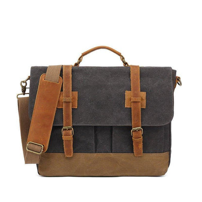 Woosir Canvas Business Briefcase Waxed with Pockets