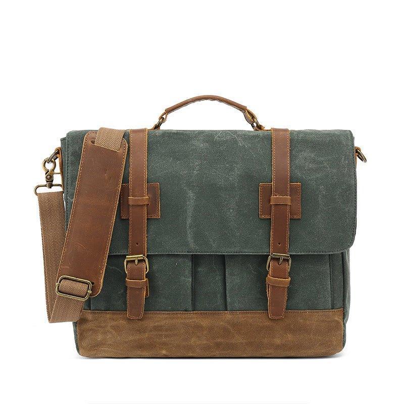 Woosir Canvas Business Briefcase Waxed with Pockets