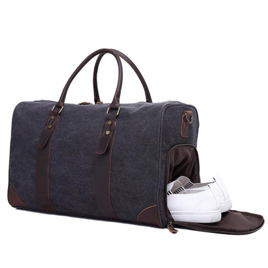 Canvas Duffel Leather Carry On Bag Weekend Tote