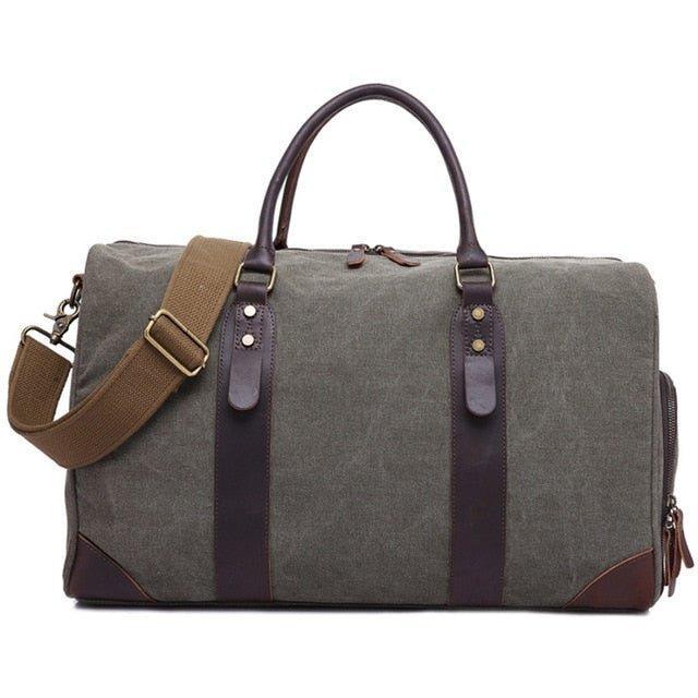 Canvas Duffel Leather Carry On Bag Weekend Tote