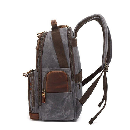 Waxed Canvas Vintage Backpack with Trolley Sleeve