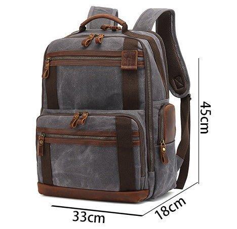 Waxed Canvas Vintage Backpack with Trolley Sleeve