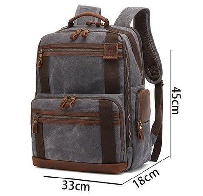 Waxed Canvas Vintage Backpack with Trolley Sleeve