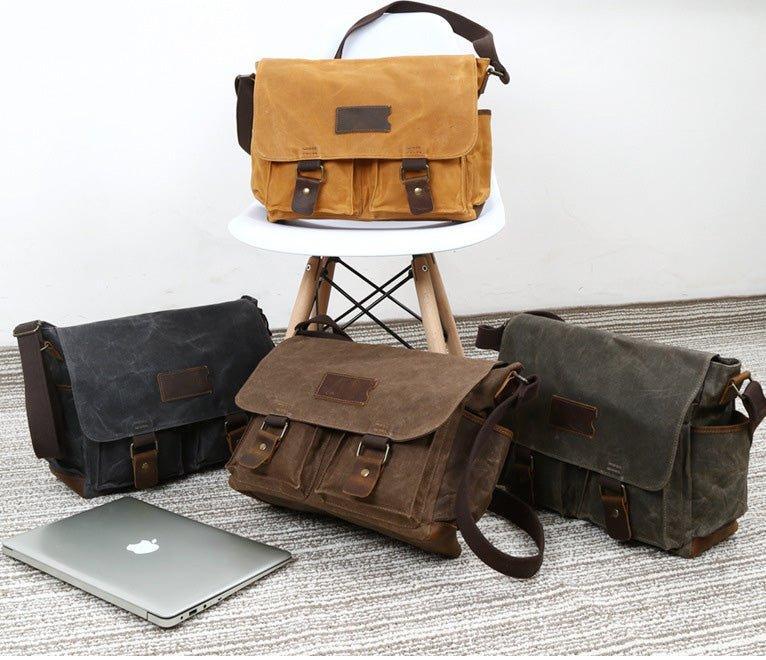 Laptop Waxed Canvas Messenger Bag Mens