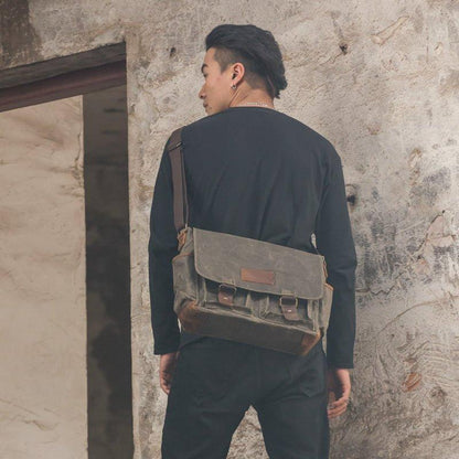 Laptop Waxed Canvas Messenger Bag Mens