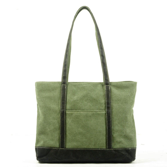 Canvas Tote with Outside Pocket