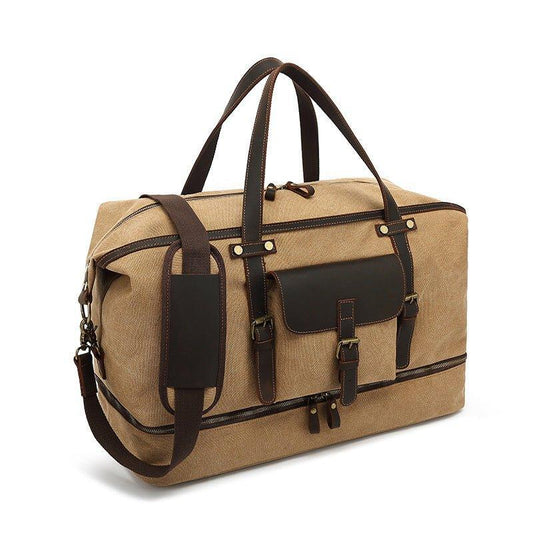 Canvas Weekender Bag with Bottom Shoe Compartment