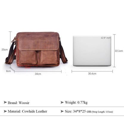 Woosir Classic Genuine Leather Messenger Bag for Men