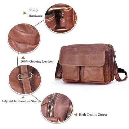 Woosir Classic Genuine Leather Messenger Bag for Men