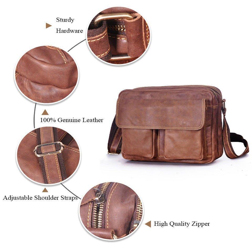 Woosir Classic Genuine Leather Messenger Bag for Men