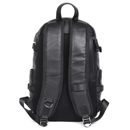 Mens Leather Backpacks for School with USB Port 15.6 Inches