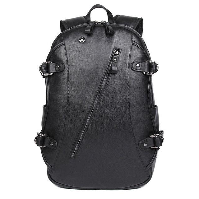 Mens Leather Backpacks for School with USB Port 15.6 Inches