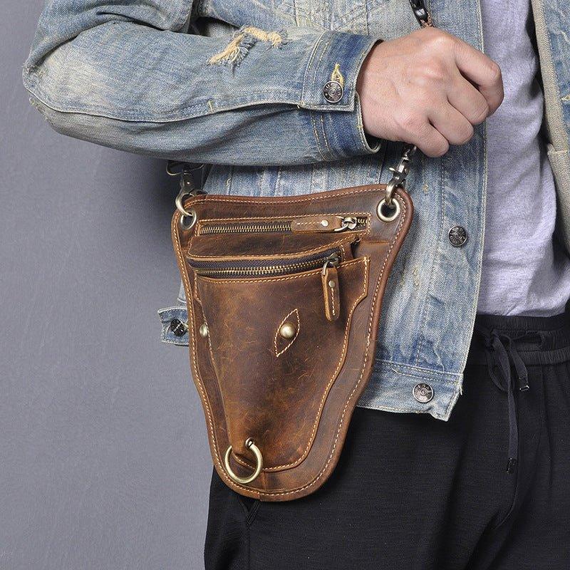 Woosir Cool Cow Head Leather Waist Thigh Bag