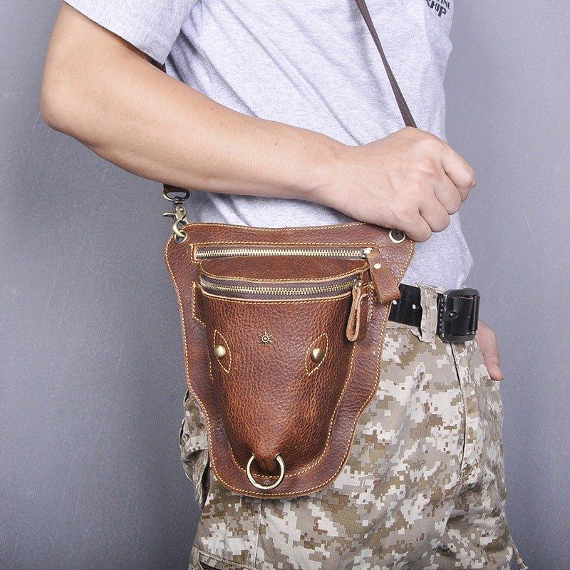 Woosir Cool Cow Head Leather Waist Thigh Bag