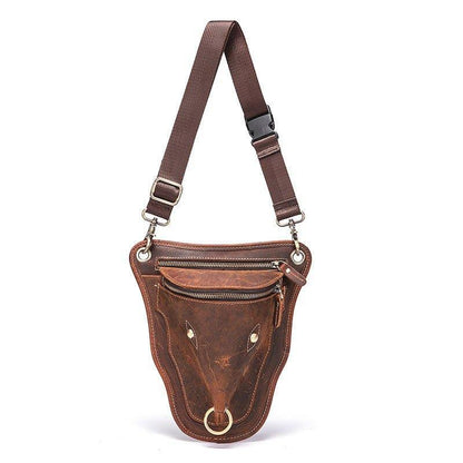 Woosir Cool Cow Head Leather Waist Thigh Bag