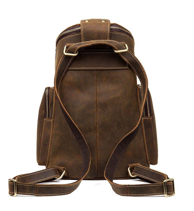 Woosir Crazy Horse Genuine Leather Mens Backpack Vintage