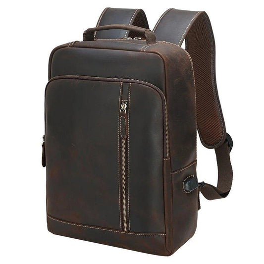 Woosir Crazy Horse Leather Laptop Backpack For Men