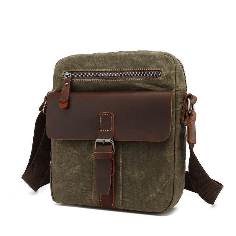 Waxed Canvas Small Messenger Bag Vintage