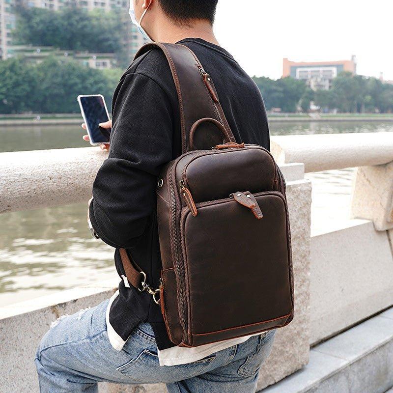 Crossbody Men Leather Chest Bag