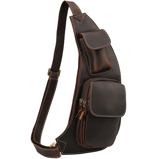 Crossbody Sling Bag Mens Crazy Horse Leather